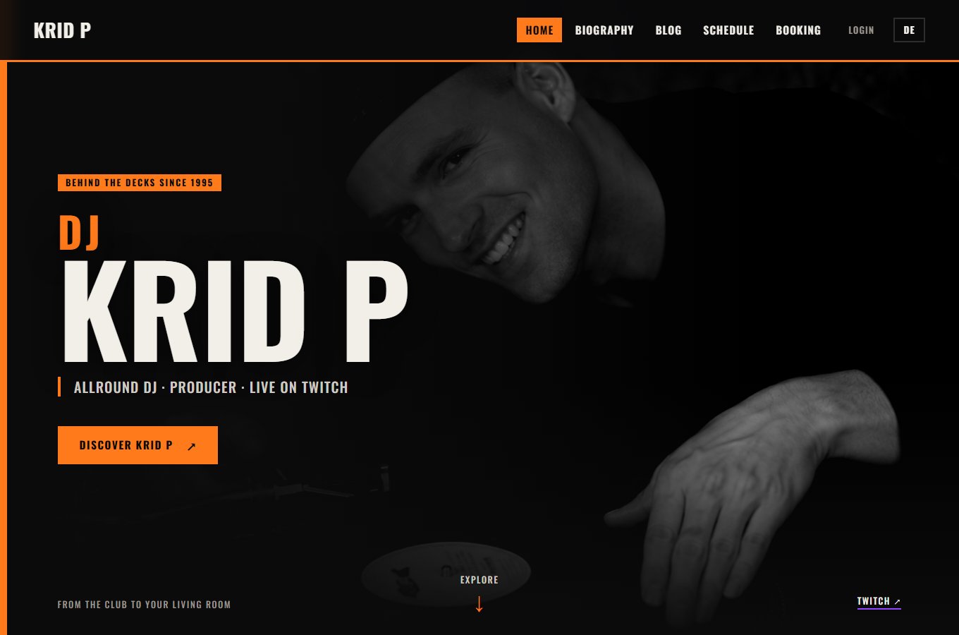 Preview of the DJ KRID P homepage